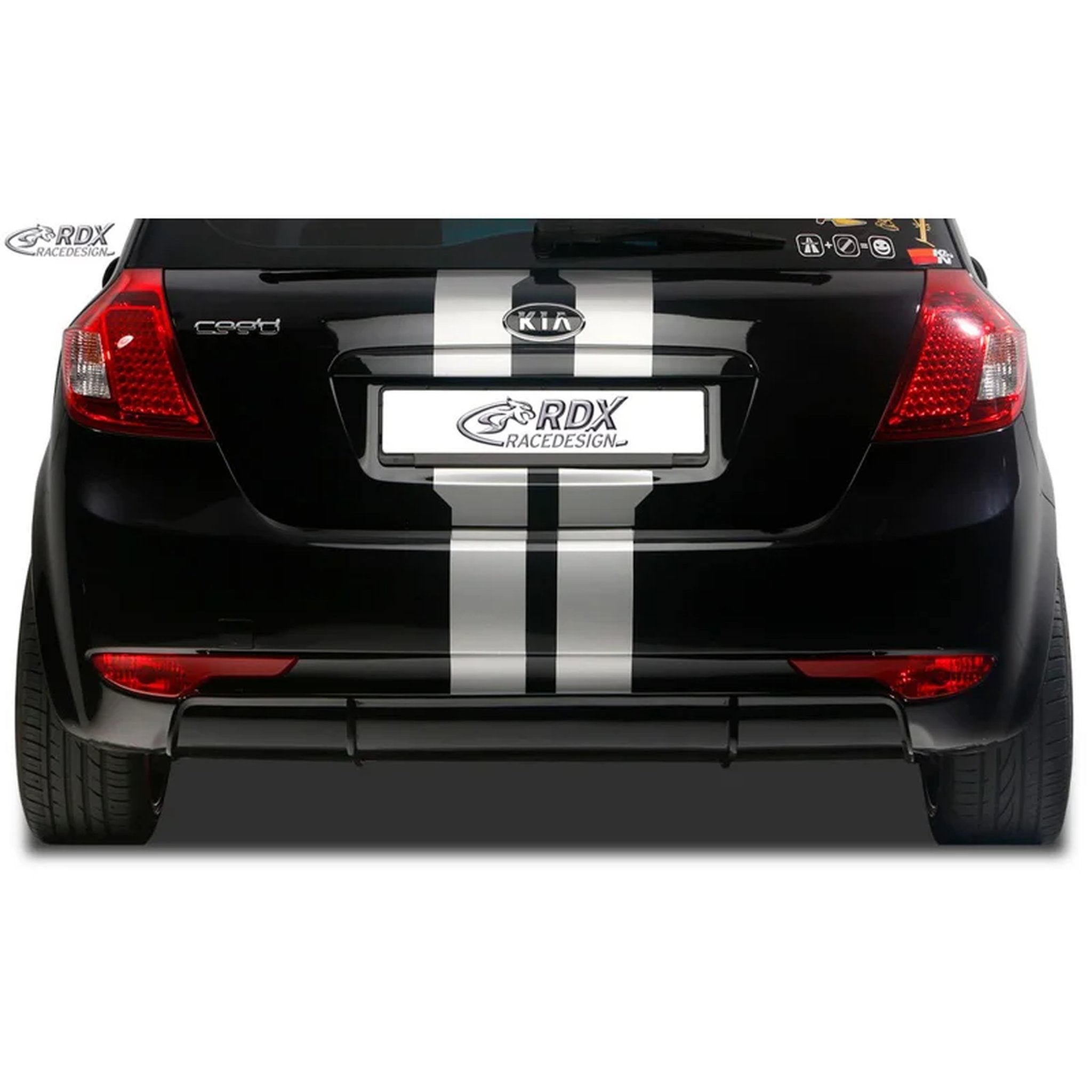 RDX Heckschürzenansatz Diffuser für Kia Ceed ED HB 2007-2012 ABS Schwarz TÜV