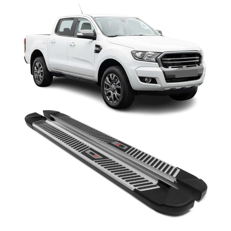 Trittbretter Seitenbretter für Ford Ranger Double Cab 2012-2022 Alu Schwarz