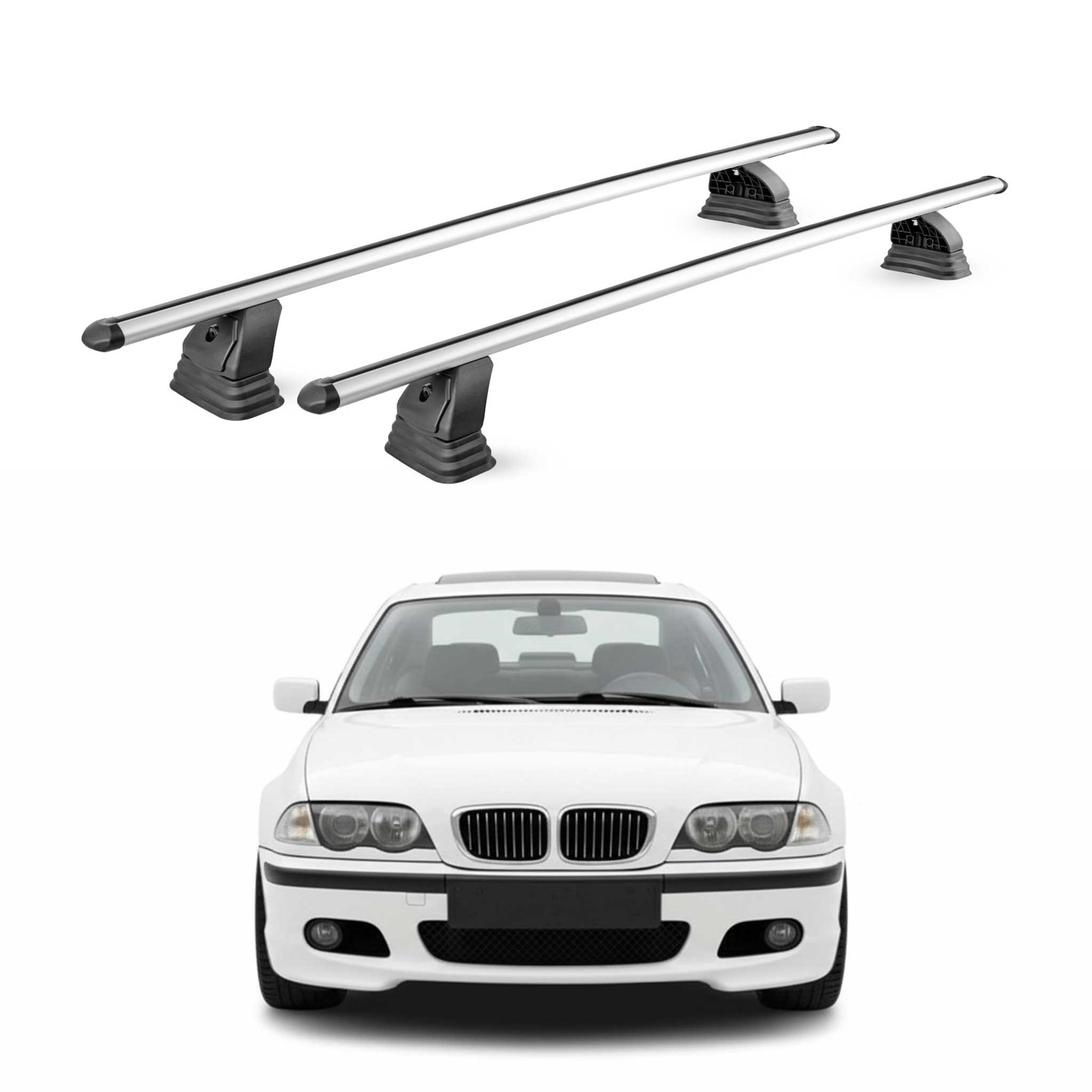 Alu Dachträger für BMW 3er E46 Limo Touring 1998-2005 TÜV T-Nut 75 kg Silber 2x