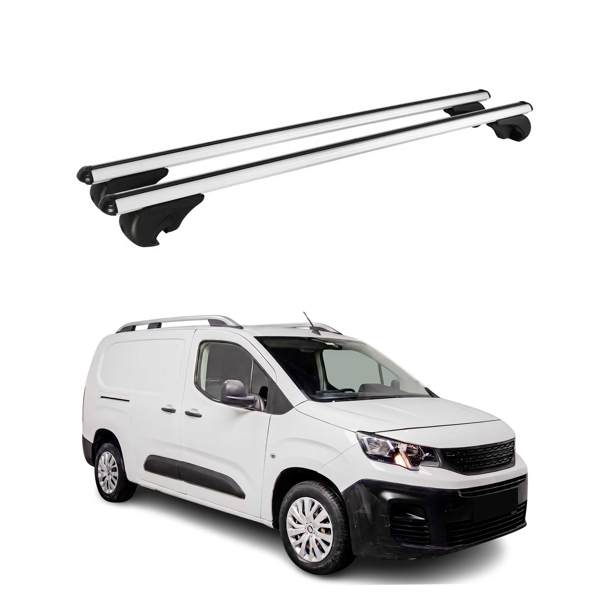 Dachträger Grundträger für Peugeot Partner mk3 2018-2026 TÜV Aluminium Silber 2x
