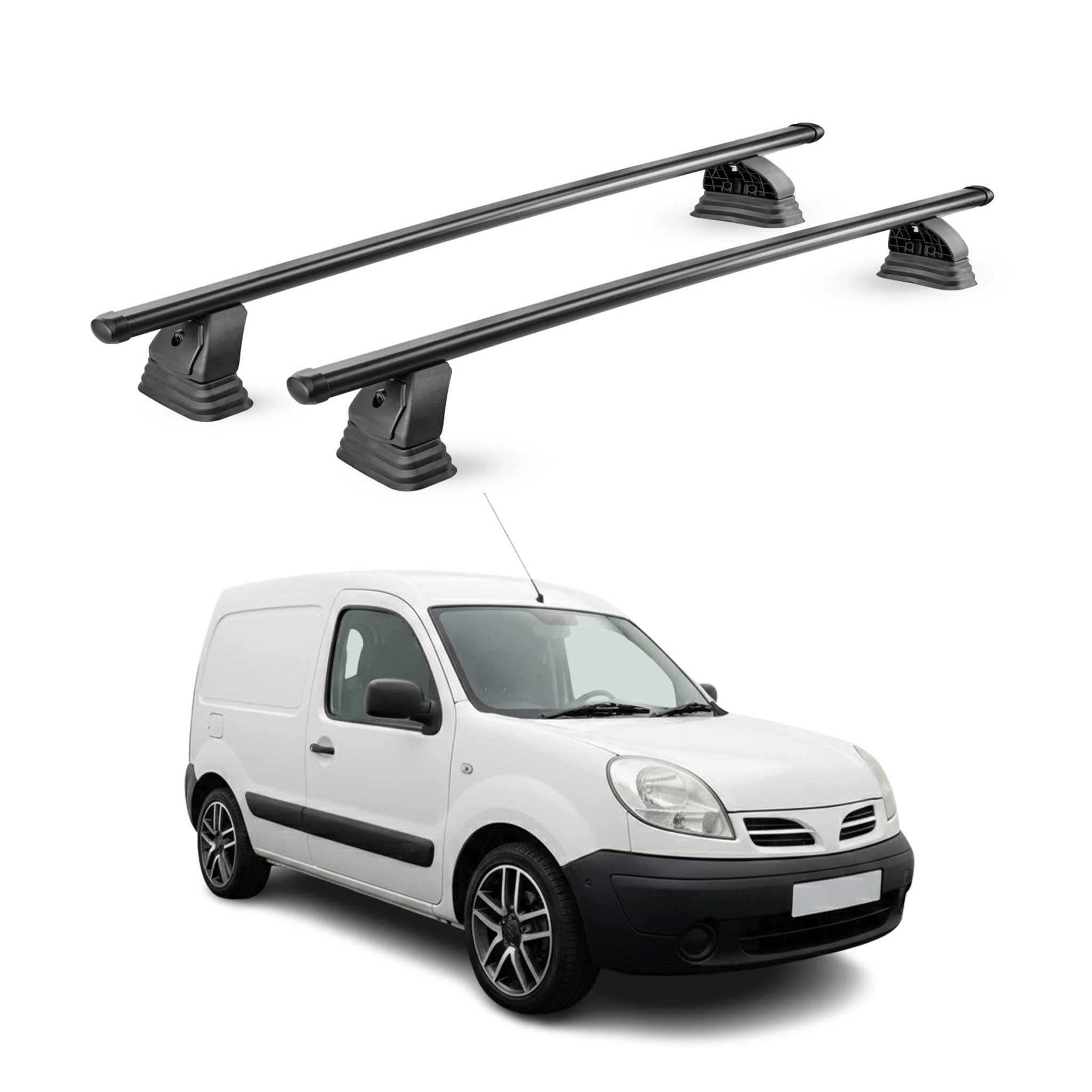 Stahl Dachträger für Nissan Kubistar 2003-2009 TÜV Abschließbar 2tlg Schwarz