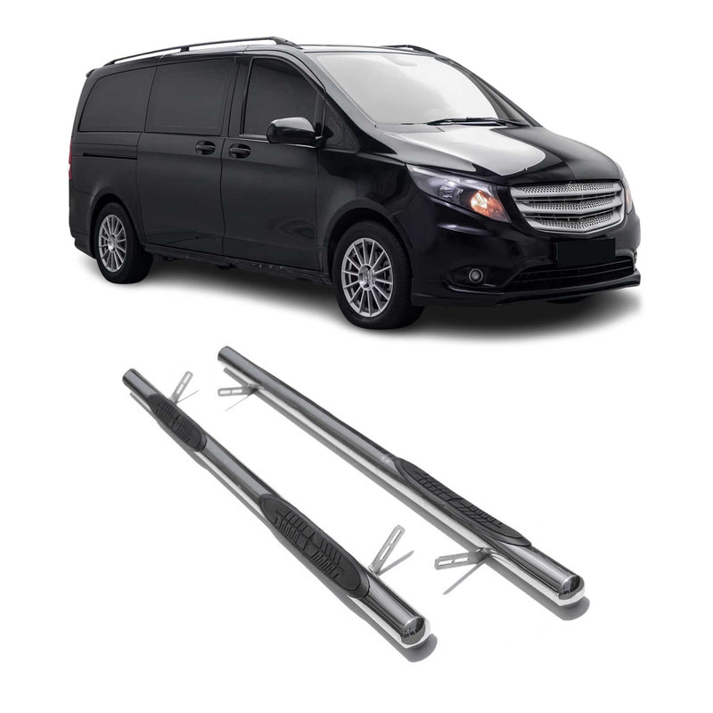 Stahl Trittbretter Schwellerrohre für Mercedes Vito W447 2014-25 L1 Kurzer Grau