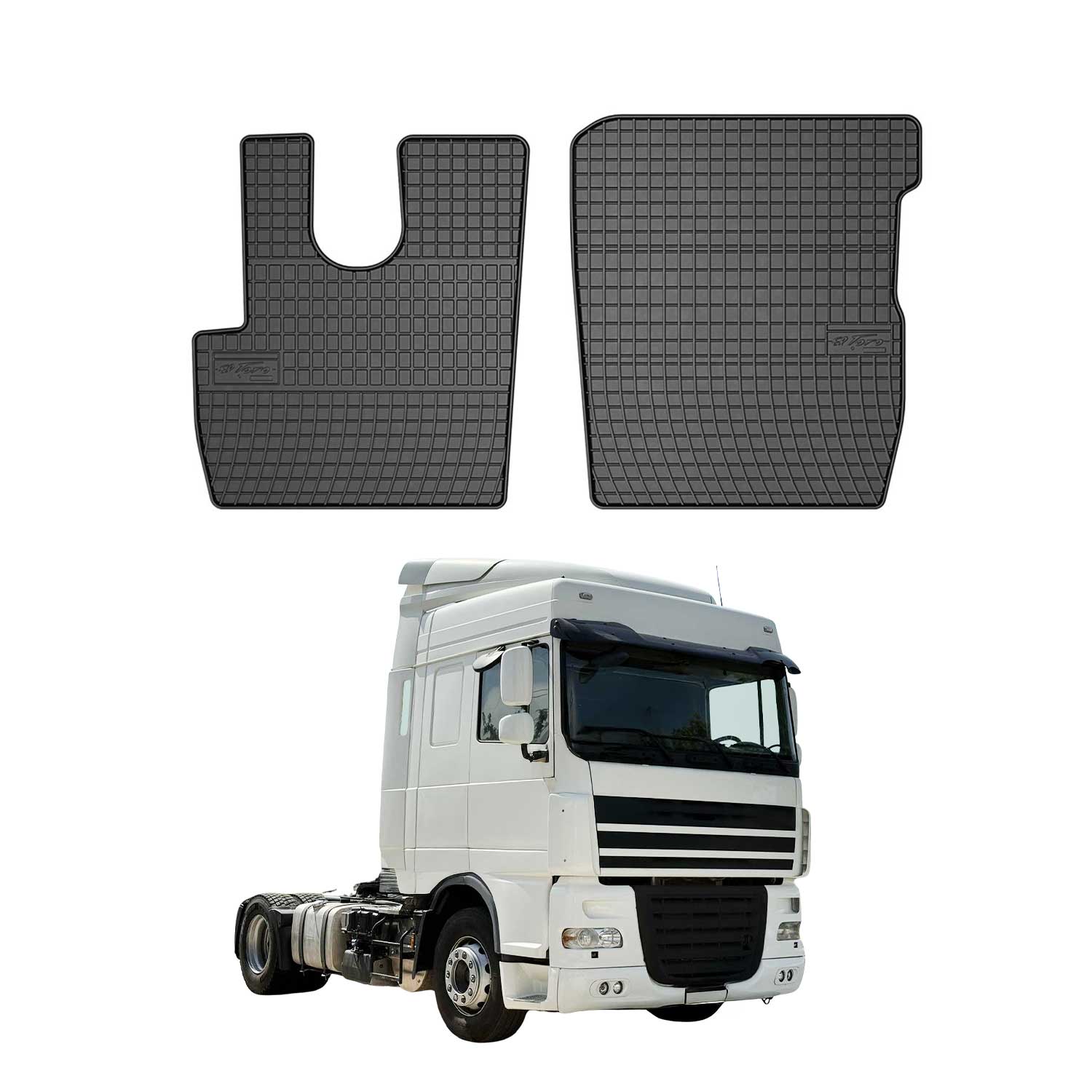 OMAC Gummi Fußmatten für DAF XF 106 2014-2026 Automatten Gummi Schwarz 2tlg