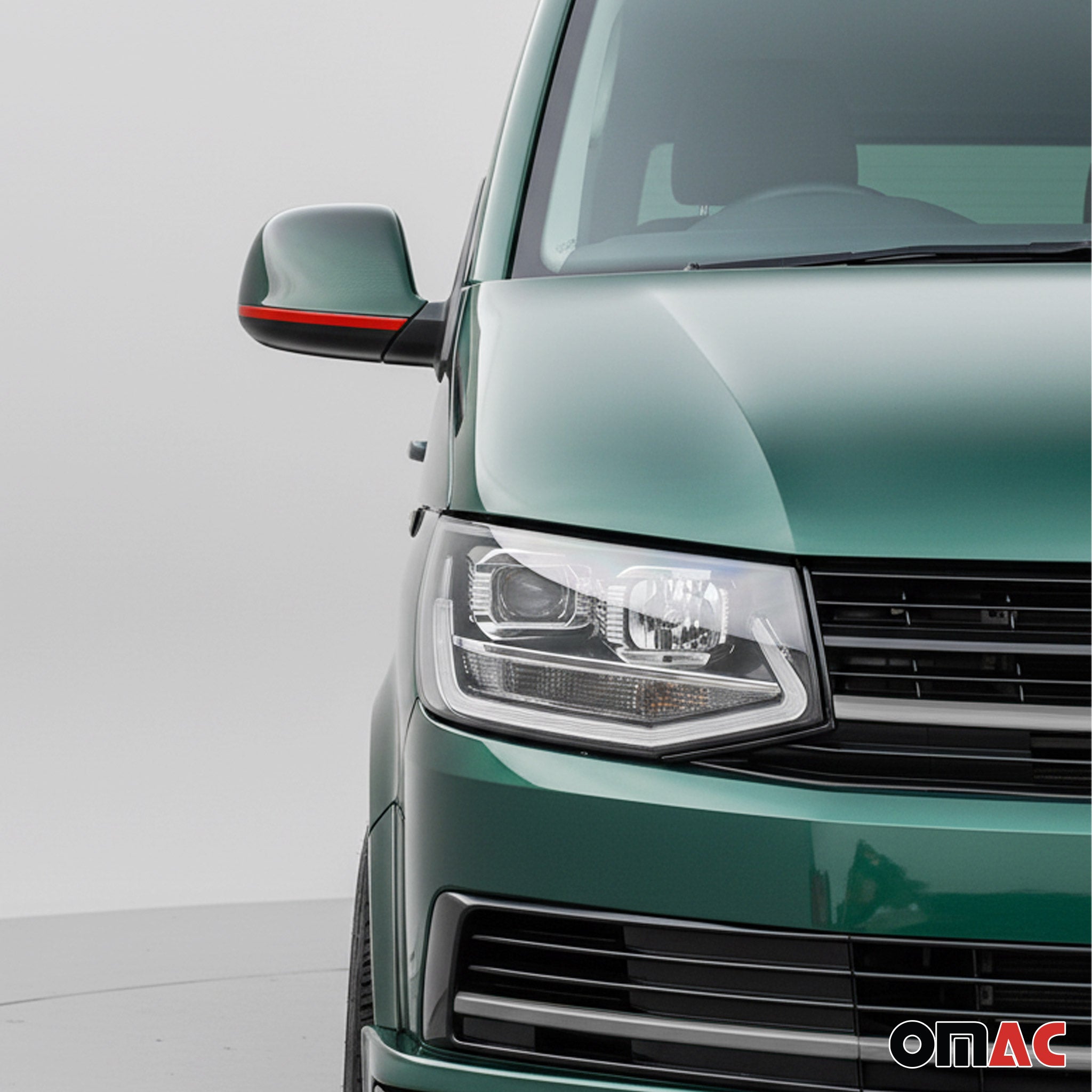 Spiegelkappen Leiste für VW T6 T6.1 Transporter 2015-2024 Edelstahl Rot 2tlg