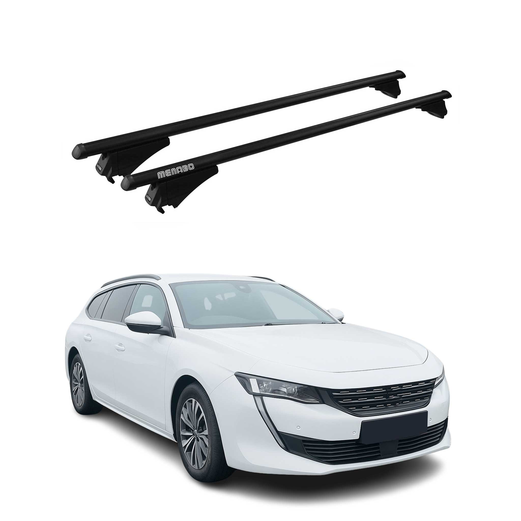 Menabo Grundträger Dachträger für Peugeot 508 SW 2018-2025 ABE Alu Schwarz 2x