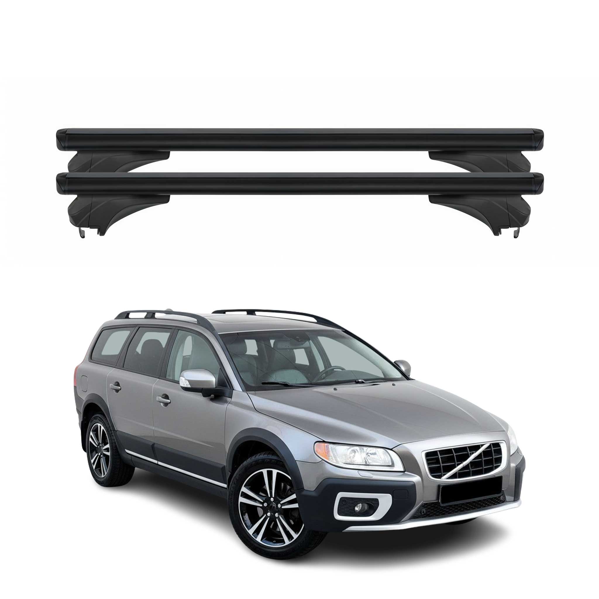 Menabo Dachträger Grundtäger für Volvo XC70 P24 2007-2016 Aluminium Schwarz 2tlg