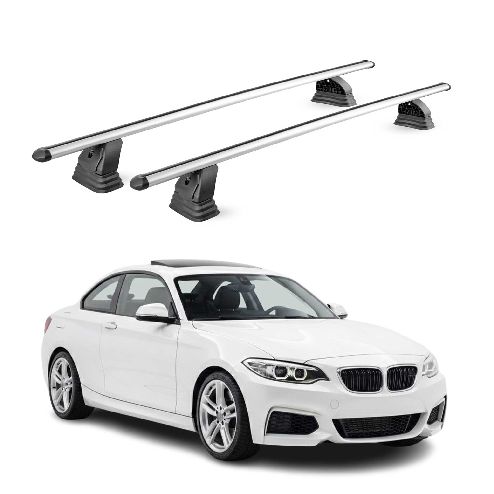 Alu Dachträger für Bmw 2er F22 Coupè 2012-2021 TÜV T-Nut 75 kg 2tlg Silber