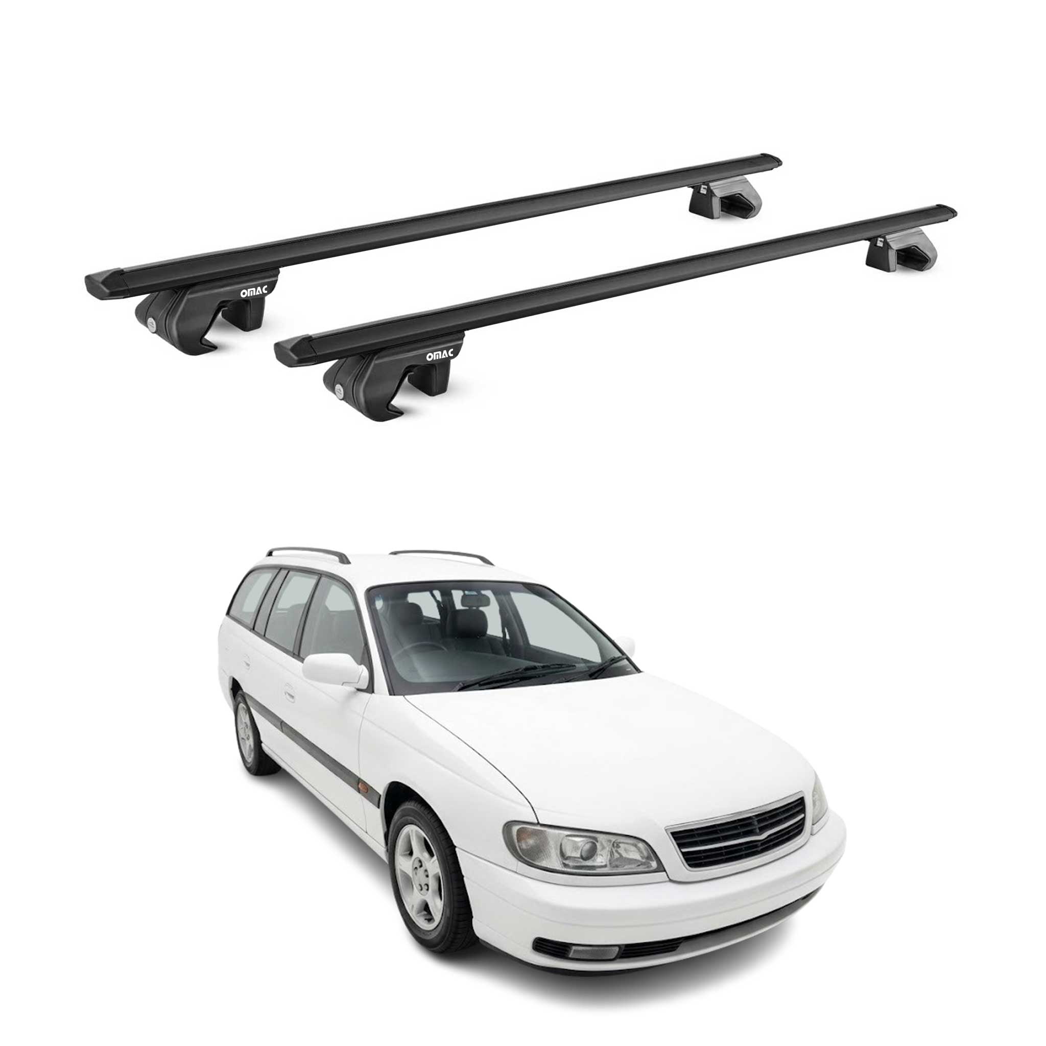 Dachträger Grundtäger für Opel Omega A Kombi 1986-1993 90kg Alu Schwarz ABE