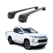 Dachträger Grundträger für Mitsubishi L200 V 2015-2023 Aluminium 75kg Schwarz 2x