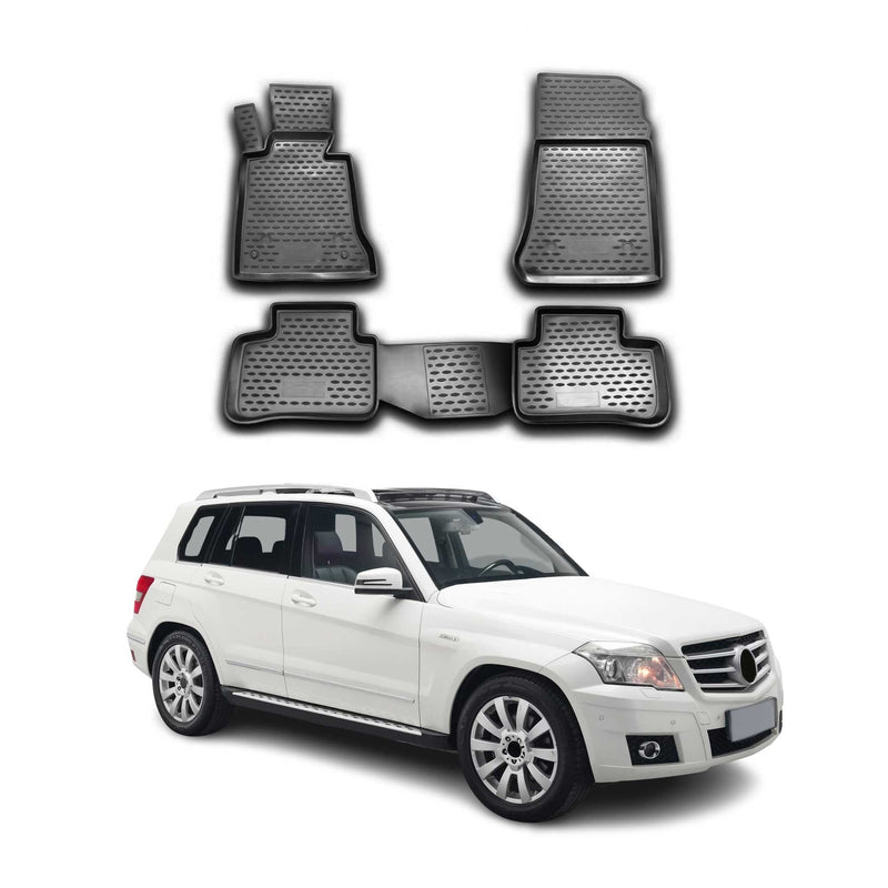 OMAC Gummimatten Fußmatten für Mercedes GLK Klasse X204 2008-2015 TPE Schwarz 4x