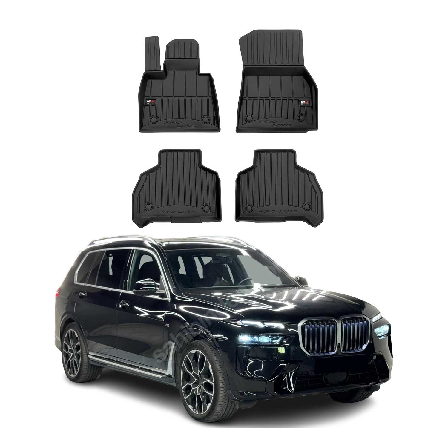 Fußmatten Gummimatten für BMW X7 G07 2018-2026 OMAC Premium 3D Schwarz TPE 4 tlg