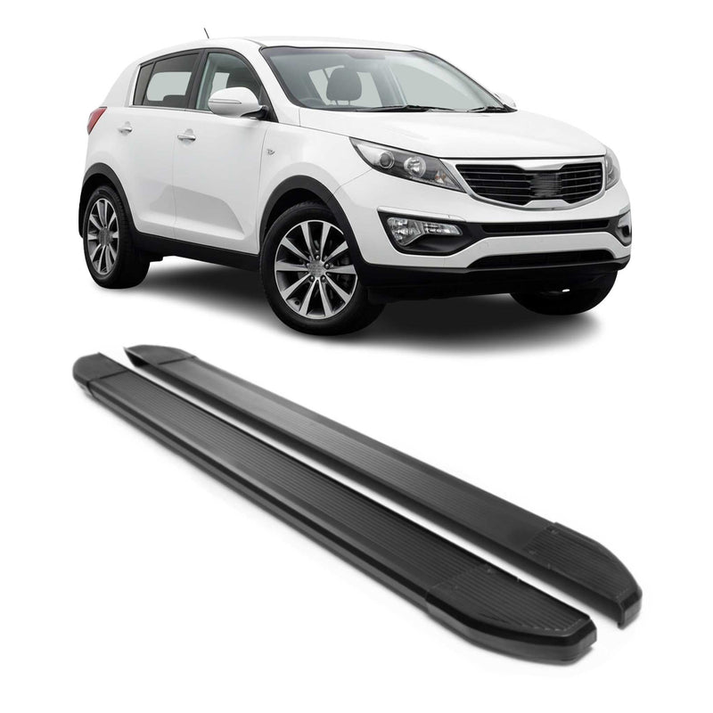 Alu Seitenschweller Trittbretter für Kia Sportage 2010-2015 Schwarz 2tlg