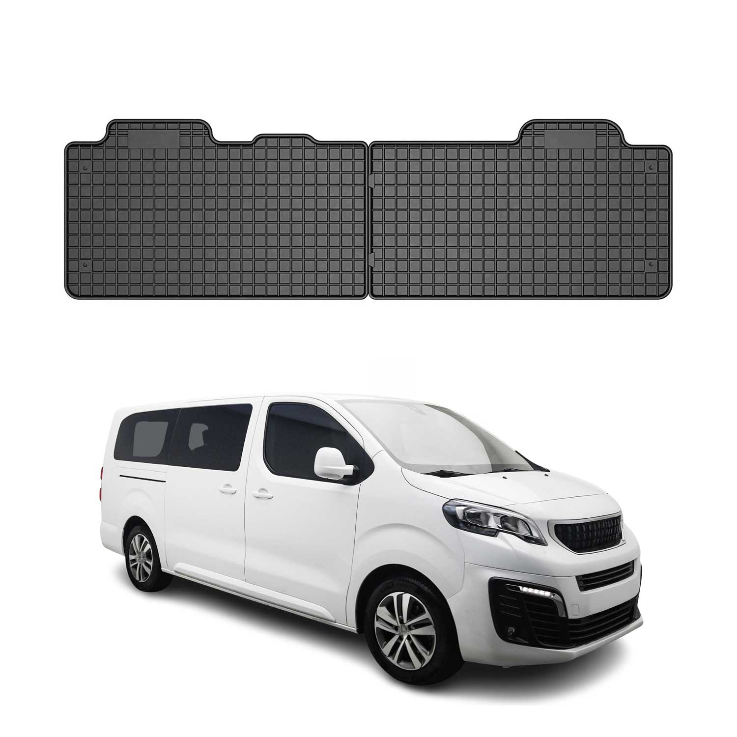 OMAC Gummi Fußmatten für Peugeot Traveller 2. Sitzreihe 2016-2026 Schwarz 2x