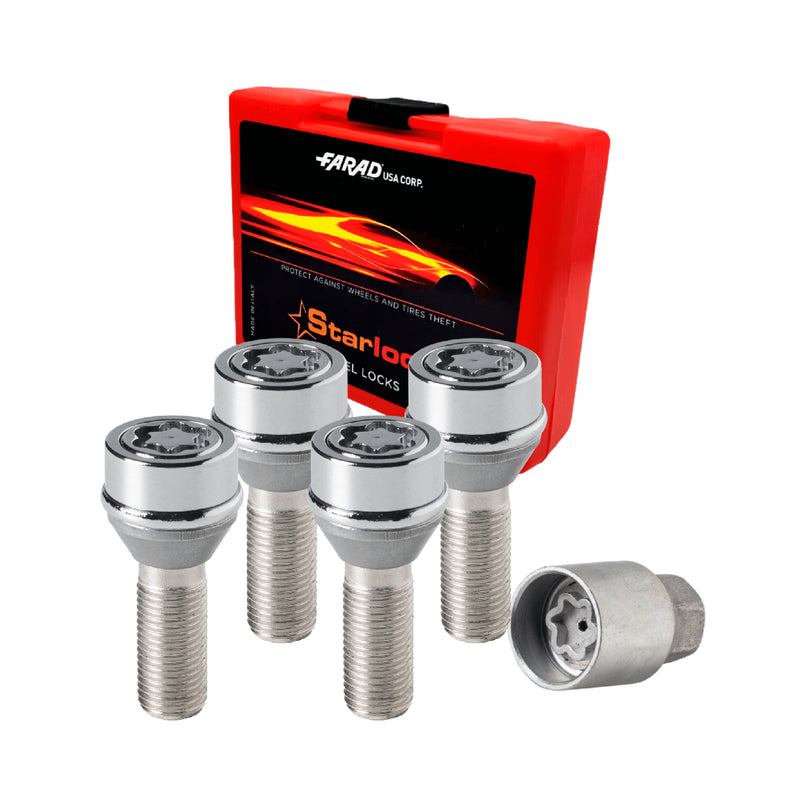 Radschloss Satz für Fiat Ducato Rad 15” bis 2005 Felgenschloss Silber 4x M14X1.5