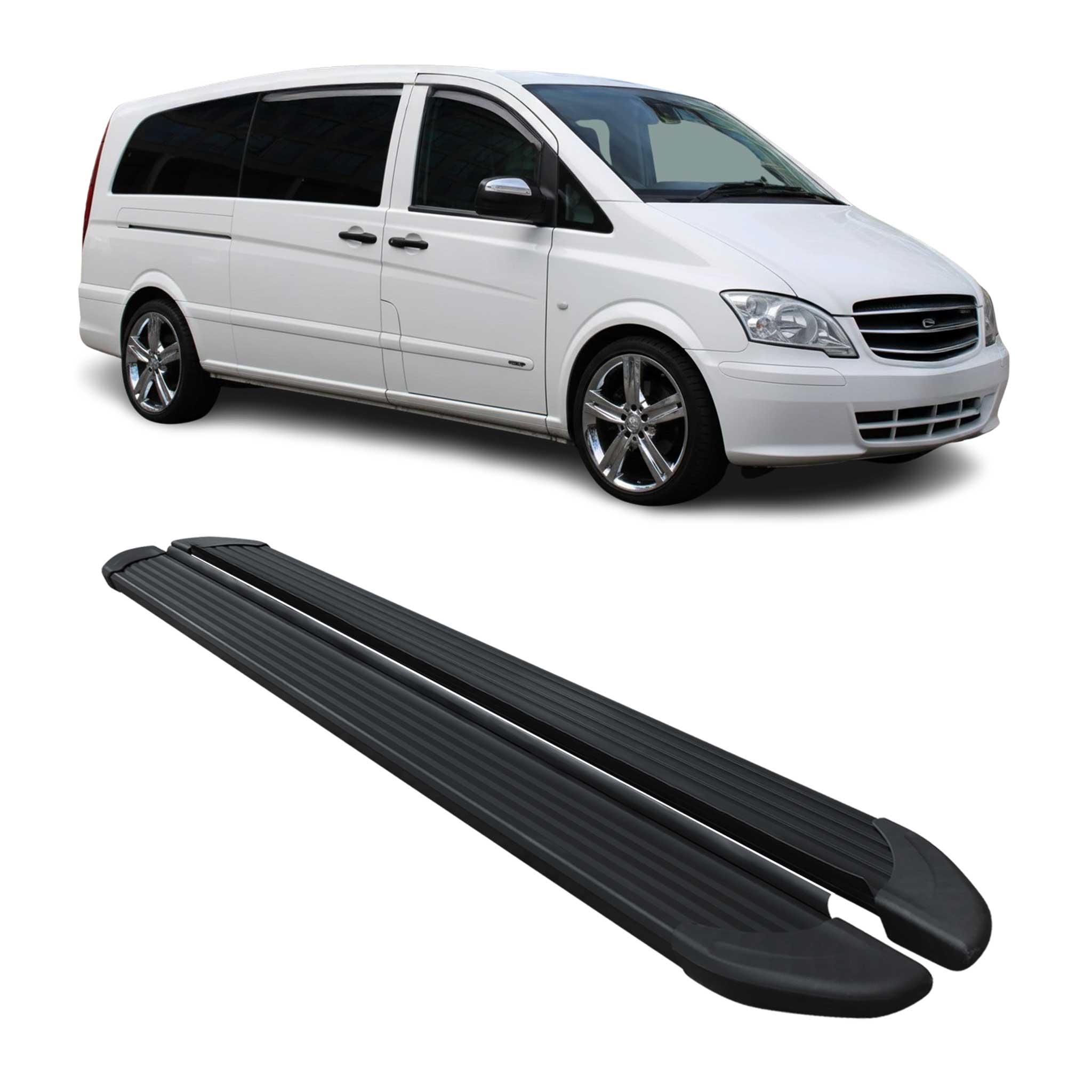 Schweller Trittbretter Schweller für Mercedes Vito W639 2003-2014 L3 Alu Schwarz