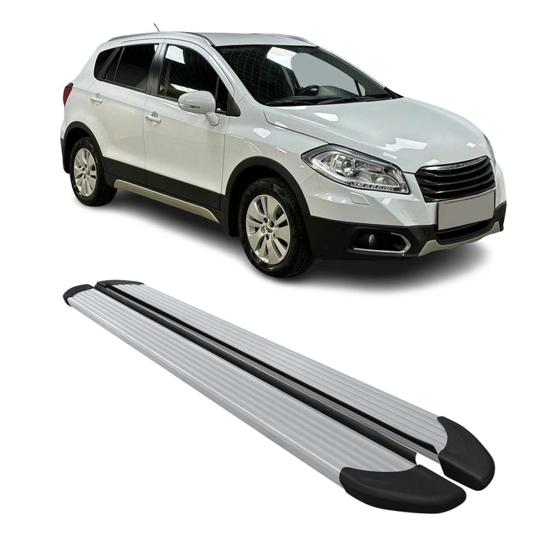Seitenschweller Trittbretter Schweller für Suzuki SX4 S-Cross 2013-2017 Alu Grau