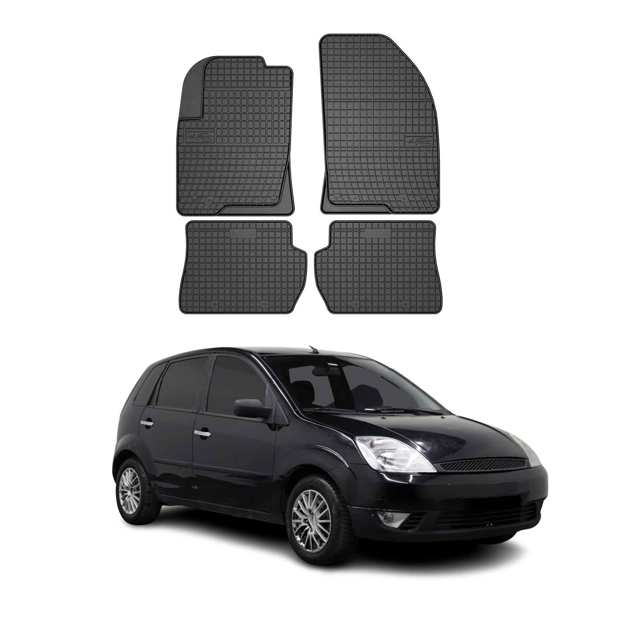 OMAC Gummi Fußmatten für Ford Fiesta MK5 2002-2008 Automatten Gummi Schwarz 4tlg