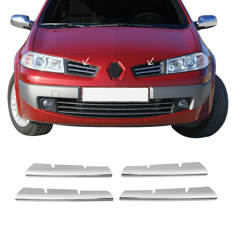 Kühlergrill Leisten Grillleisten für Renault Megane 2006-2010 Chrom Silber 4x