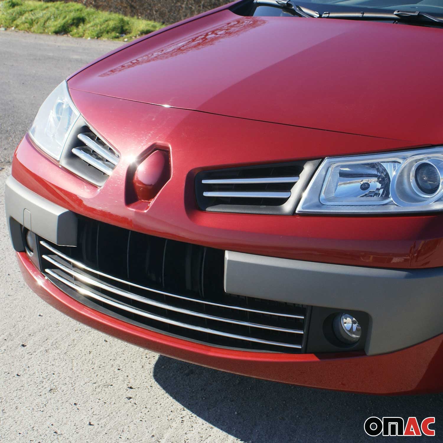 Kühlergrill Leisten Grillleisten für Renault Megane 2006-2010 Edelstahl Chrom 4x