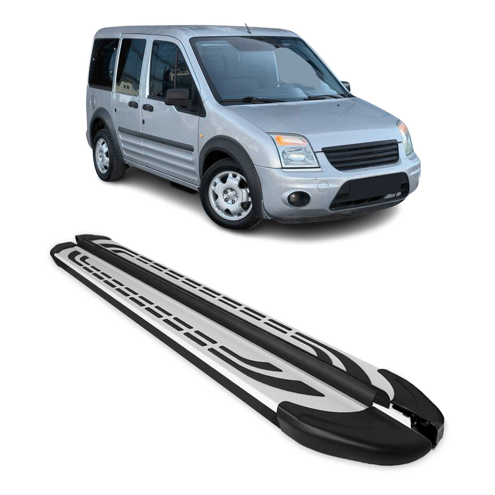 Trittbretter Schweller Seitenbretter für Ford Connect 2003-2014 L1 Alu Schwarz