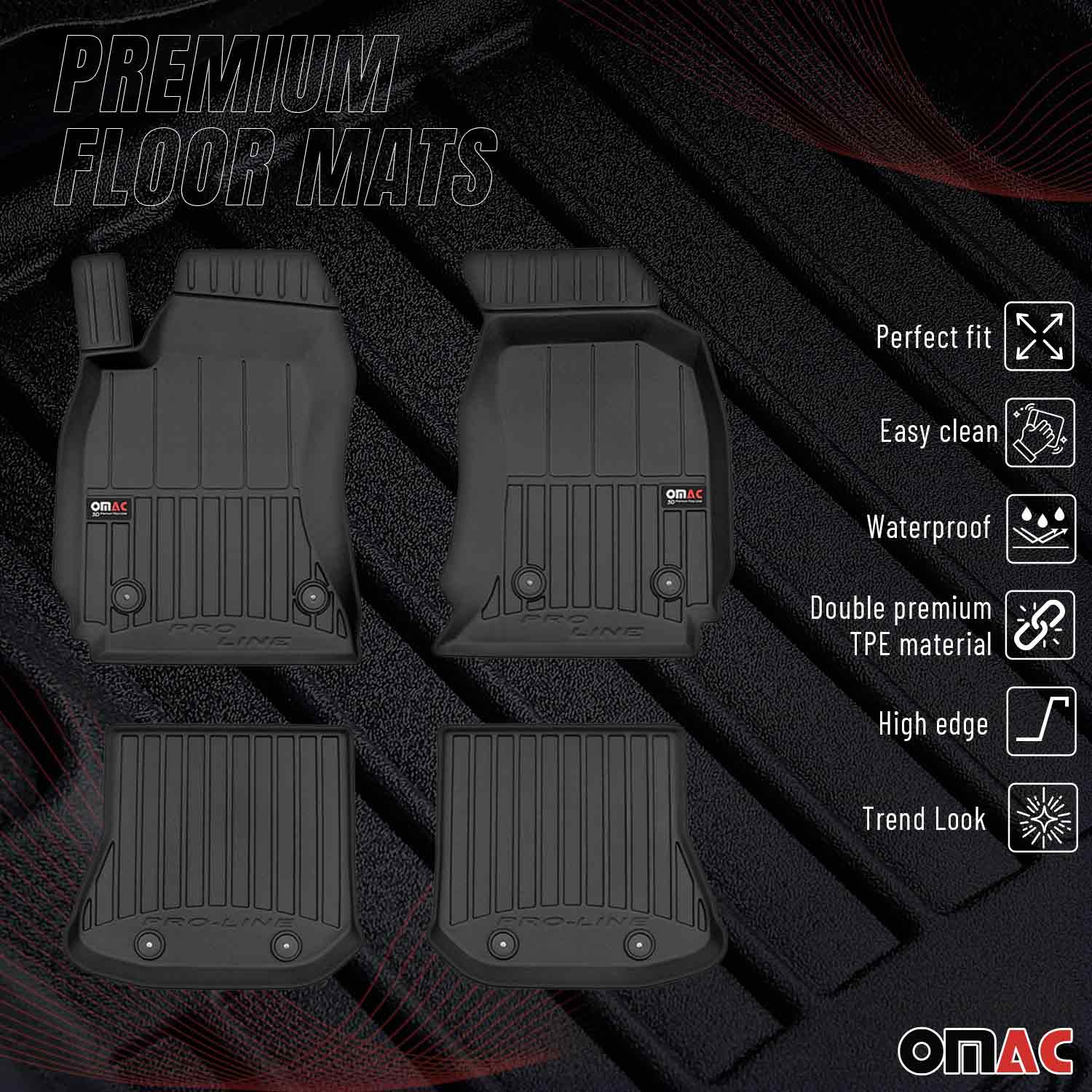OMAC Premium Gummi Fußmatten für Audi A4 Limo Avant 8D B5 1994-2001 Schwarz 4x