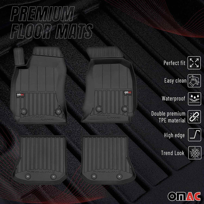 OMAC Premium Gummi Fußmatten für Audi A4 Limo Avant 8D B5 1994-2001 Schwarz 4x