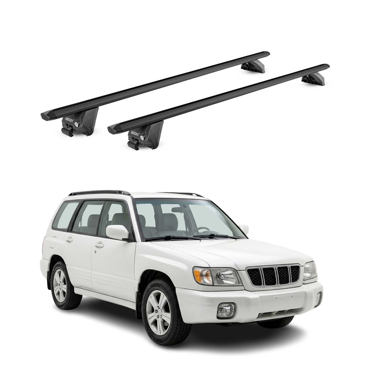 Dachträger für Subaru Forester I 1997-2002 100kg Aluminium Schwarz 2 tlg ABE