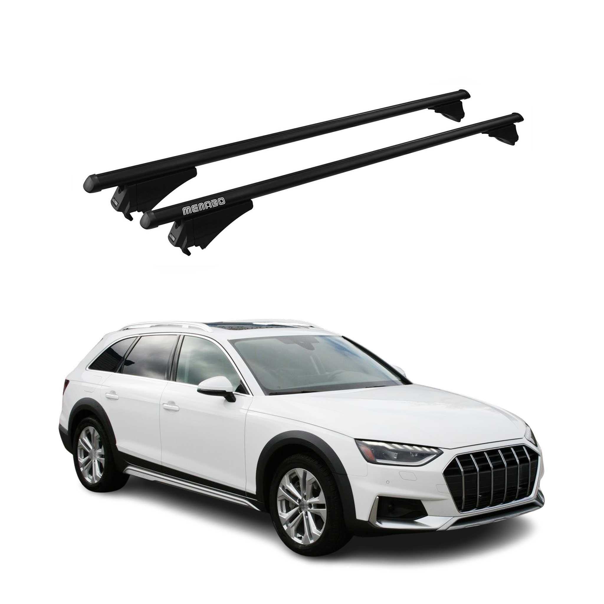 Menabo Dachträger für Audi A4 B9 Avant Allroad 2015-2025 75kg Alu Schwarz 2x