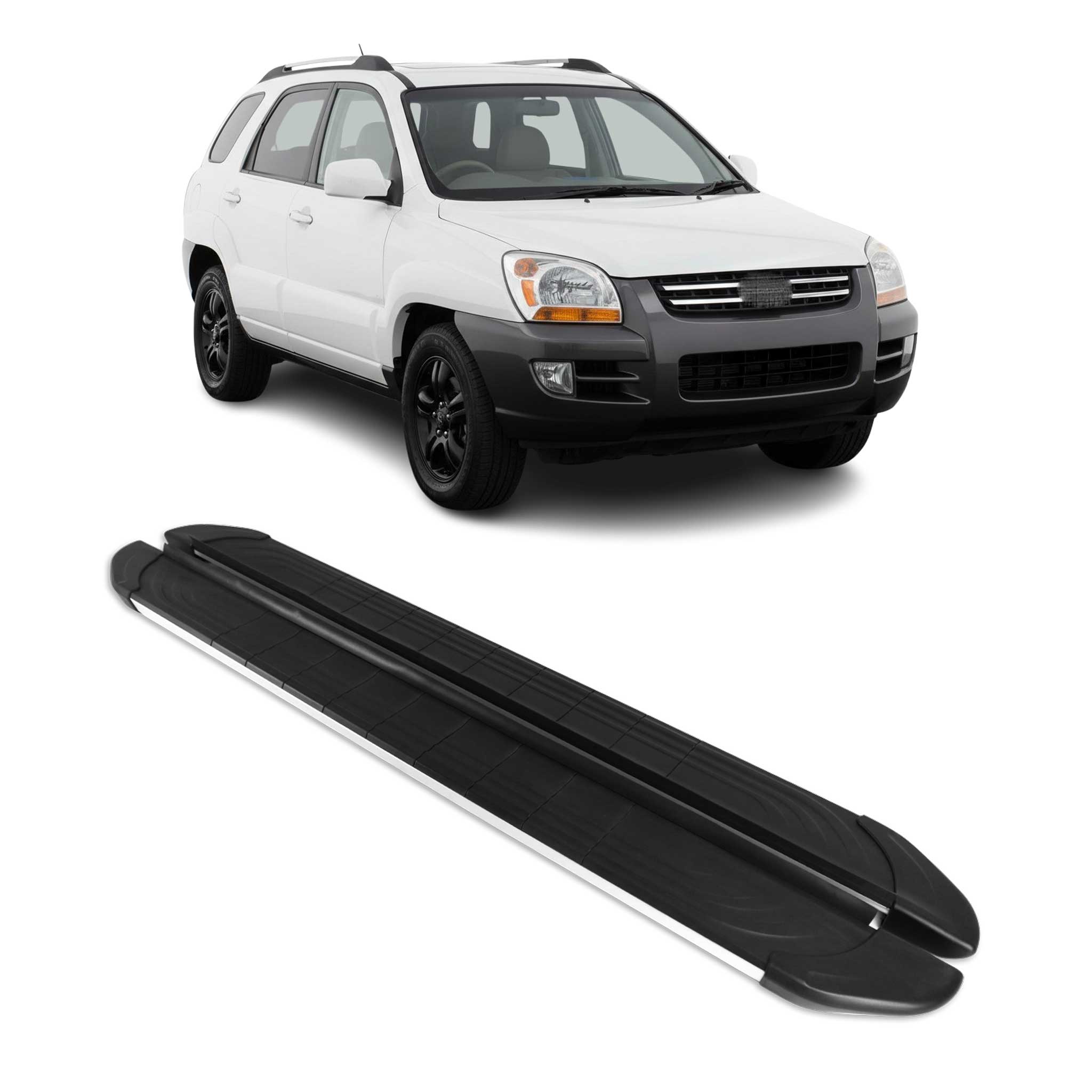 Trittbretter Seitenschweller für Kia Sportage 2004-2010 Aluminium Schwarz Silber