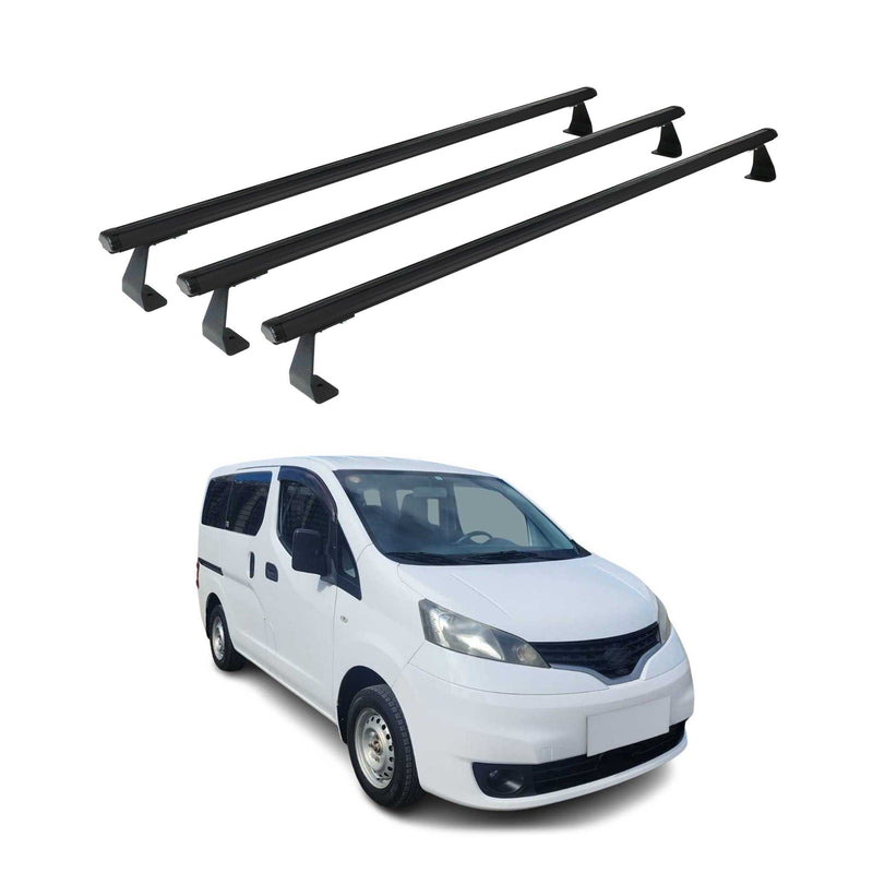Dachträger Grundtäger für Nissan NV200 2009-2021 75kg Aluminium Schwarz 3 tlg