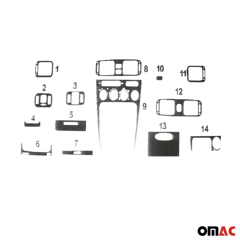 Innenraum Dekor Cockpit für Toyota Corolla 1997-2002 Piano Schwarz Optik 14tlg