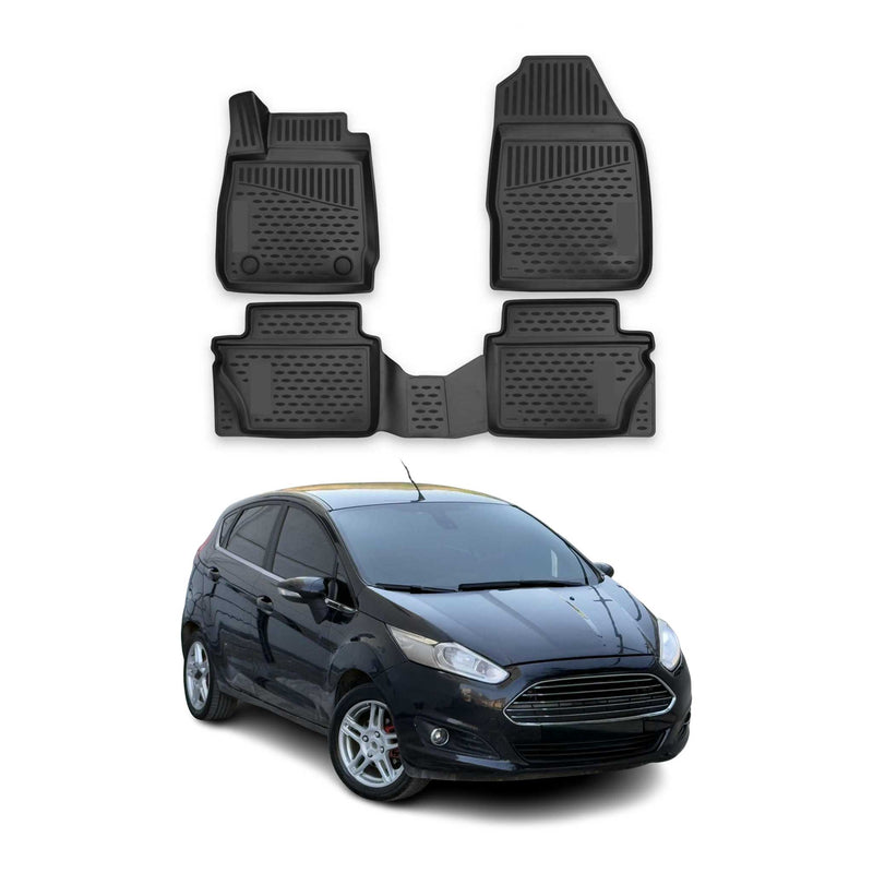 OMAC Gummimatten Fußmatten für Ford Fiesta 4tür 2008-2017 TPE Matten Schwarz 4x