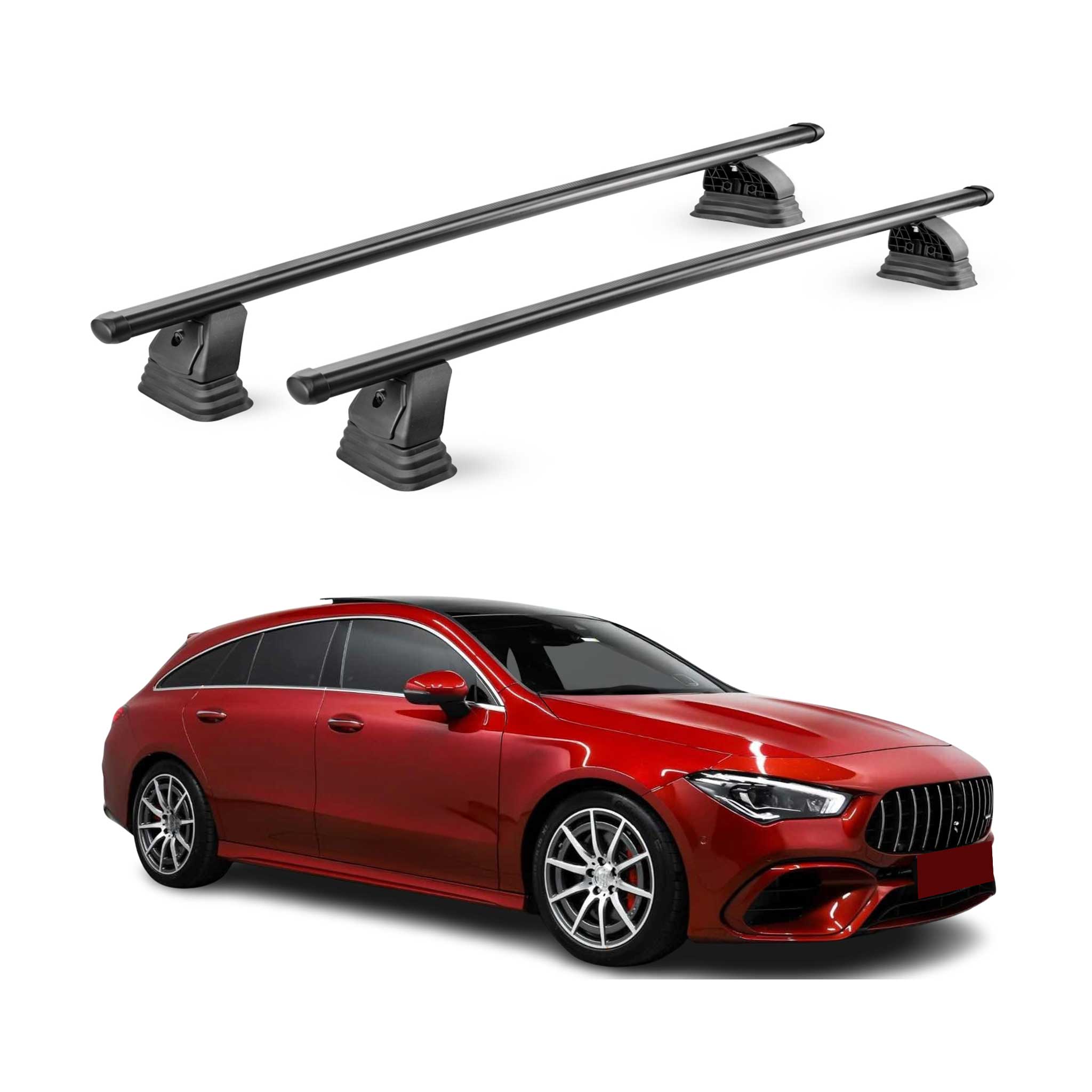 Stahl Dachträger für Mercedes CLA Shooting Brake X118 2019-2026 TÜV 2tlg Schwarz