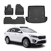OMAC Fußmatten & Kofferraumwanne Set für Kia Sorento 2015-2020 Schwarz Gummi 4x