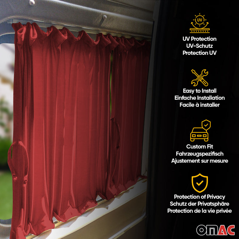 Sonnenschutz Gardinen für Mercedes Sprinter 2006-18 Mittel Doppelhecktür Rot 6x