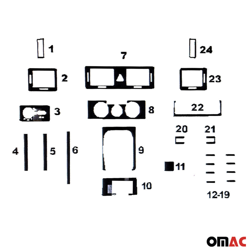 Innenraum Dekor Cockpit für Skoda Fabia 1999-2007 2 Piano Schwarz Optik 24tlg