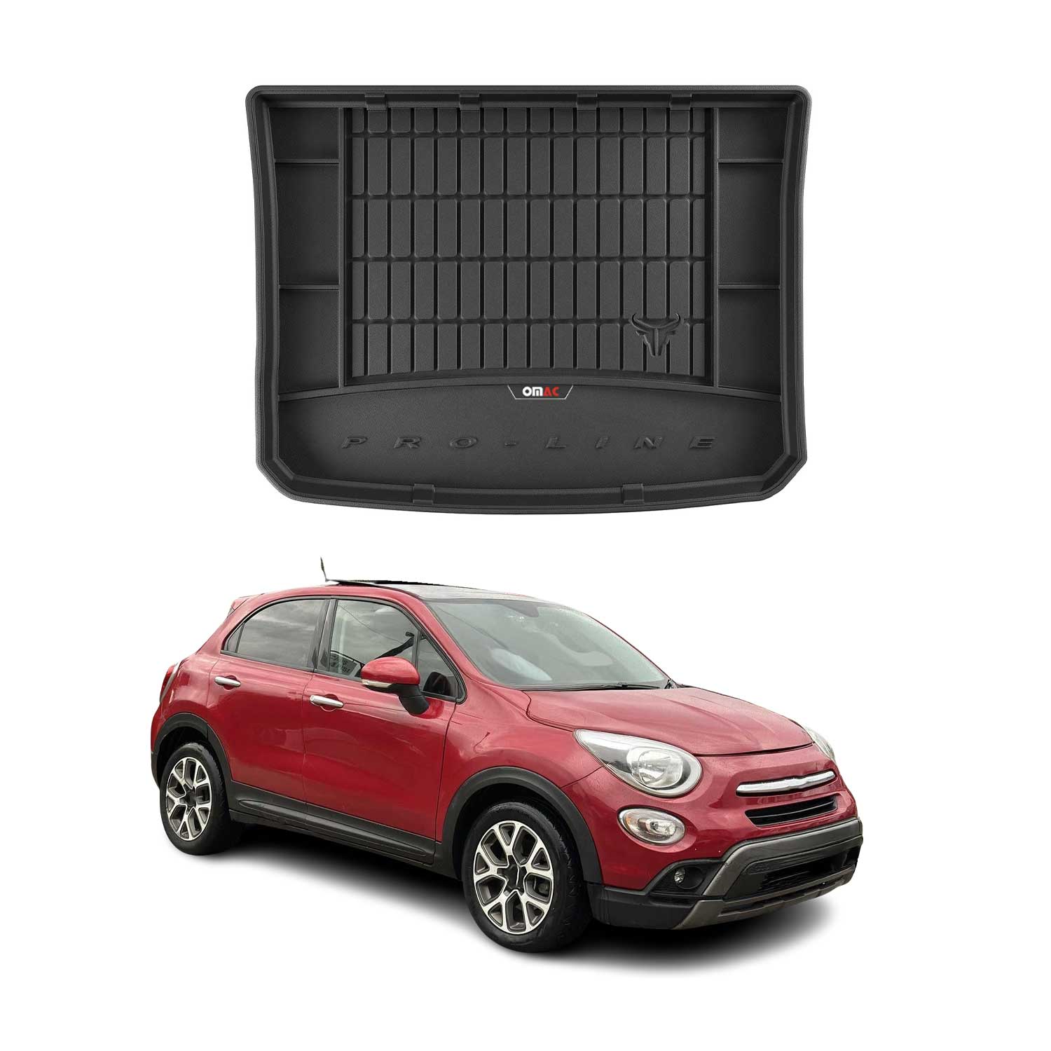 OMAC Gummi Kofferraumwanne für Fiat 500X 2014-2019 TPE Laderaumwanne Schwarz