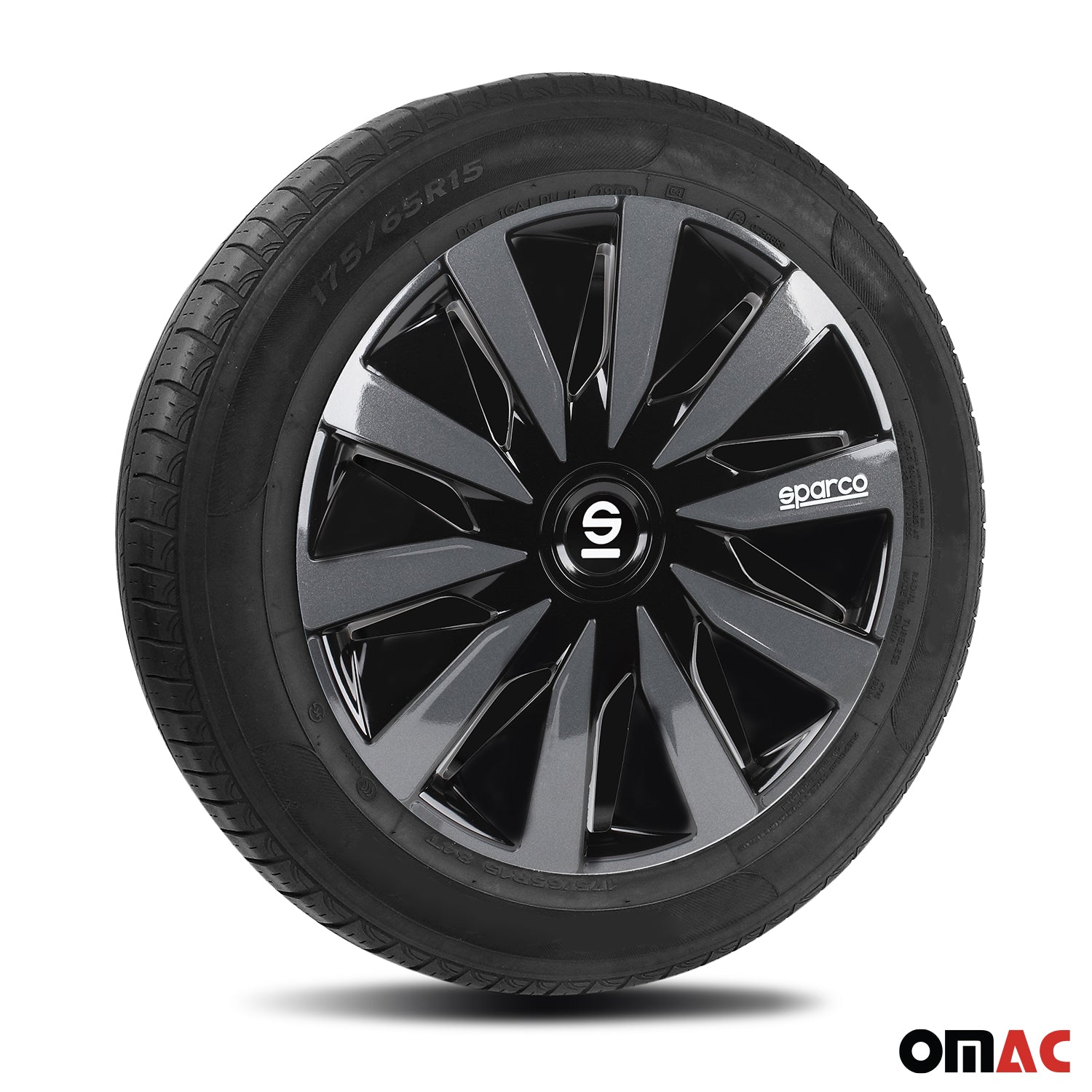 Radkappen Radzierblenden Sparco Lazio 16" Zoll Abdeckung Set Schwarz Grau 4x