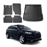 Fußmatten & Kofferraumwanne Set für Audi Q7 4LB 2006-2015 Gummi TPE Schwarz 5x