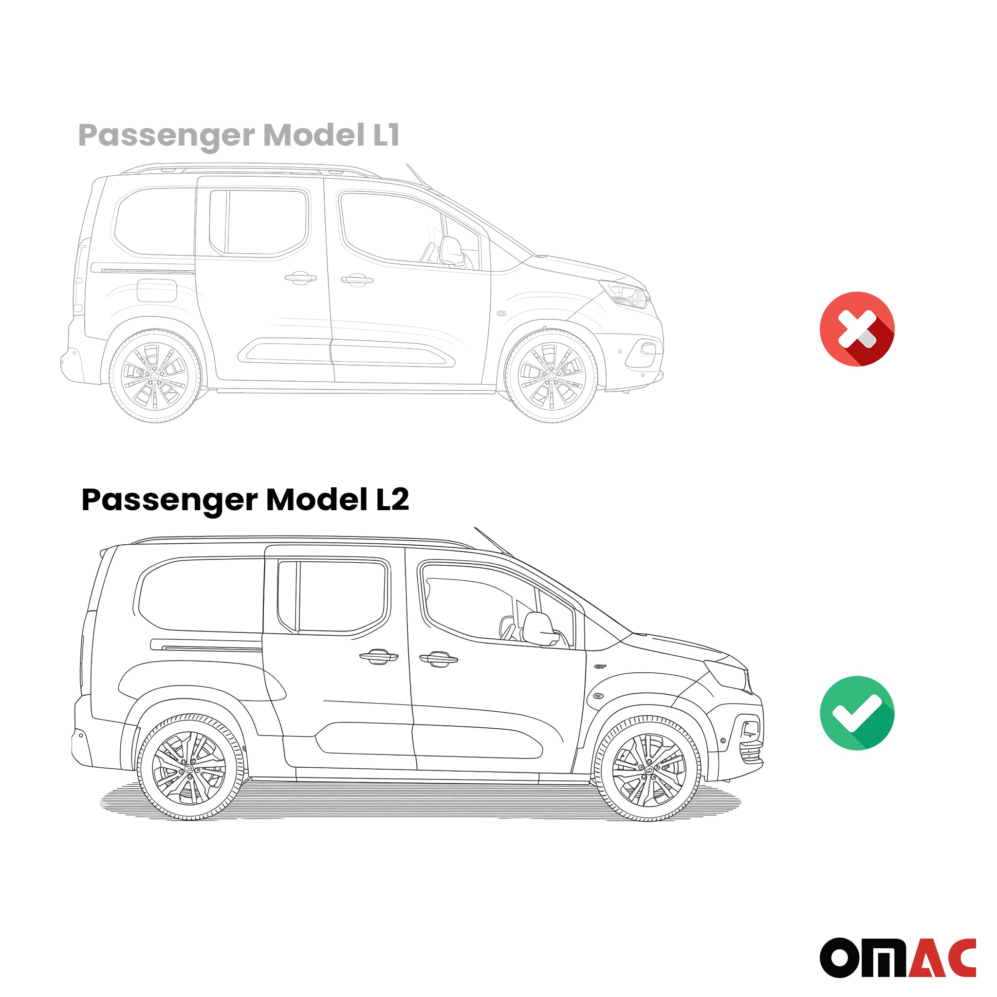 Seitenschweller Trittbretter für Peugeot Rifter 2018-2026 Kombi L2 Schwarz 2 tlg
