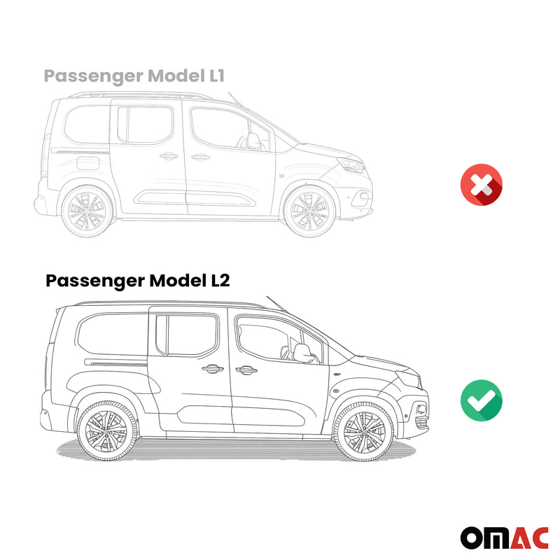 Seitenschweller Trittbretter für Peugeot Rifter 2019-2025 Kombi L2 Schwarz 2 tlg