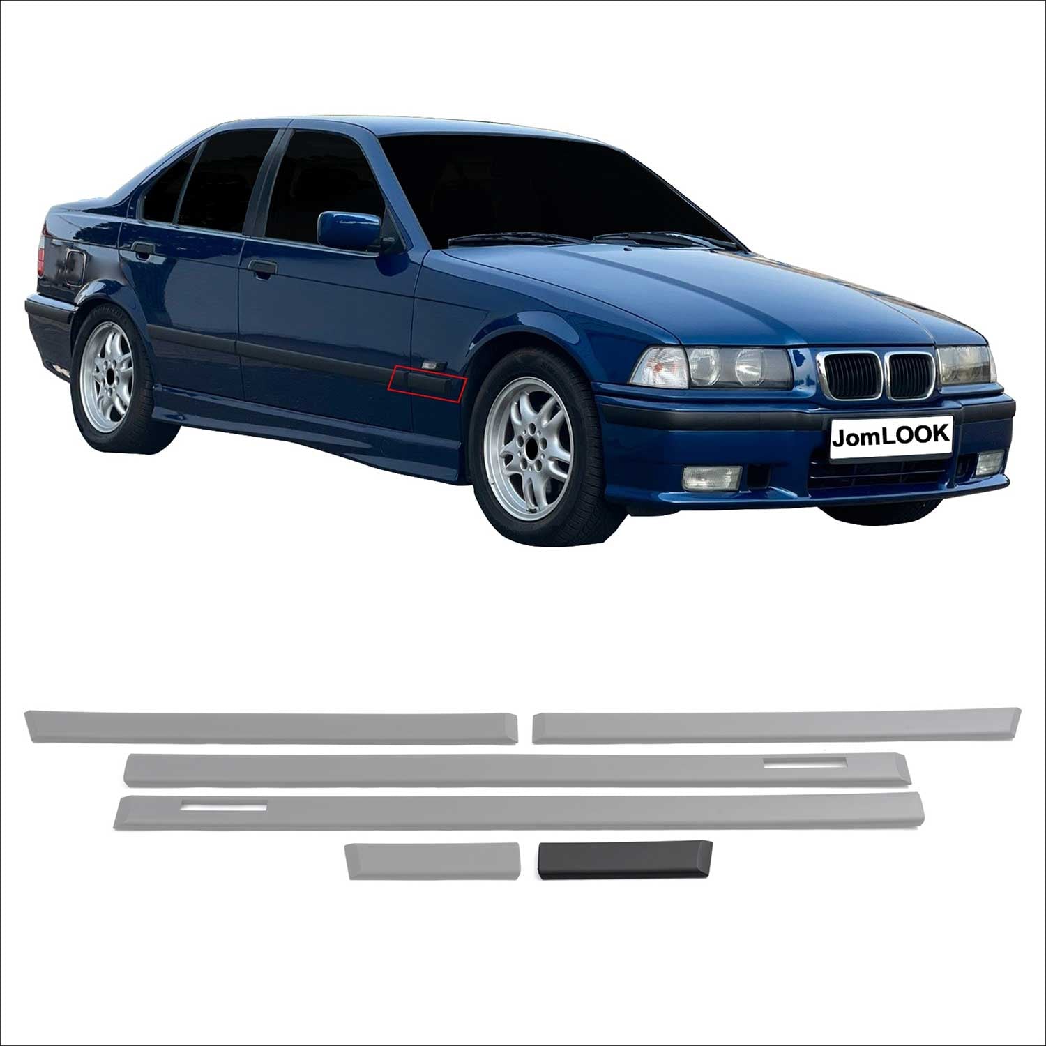 JOM Seitenleisten Türleisten für BMW 3er E36 Limo Touring schwarz 6tlg