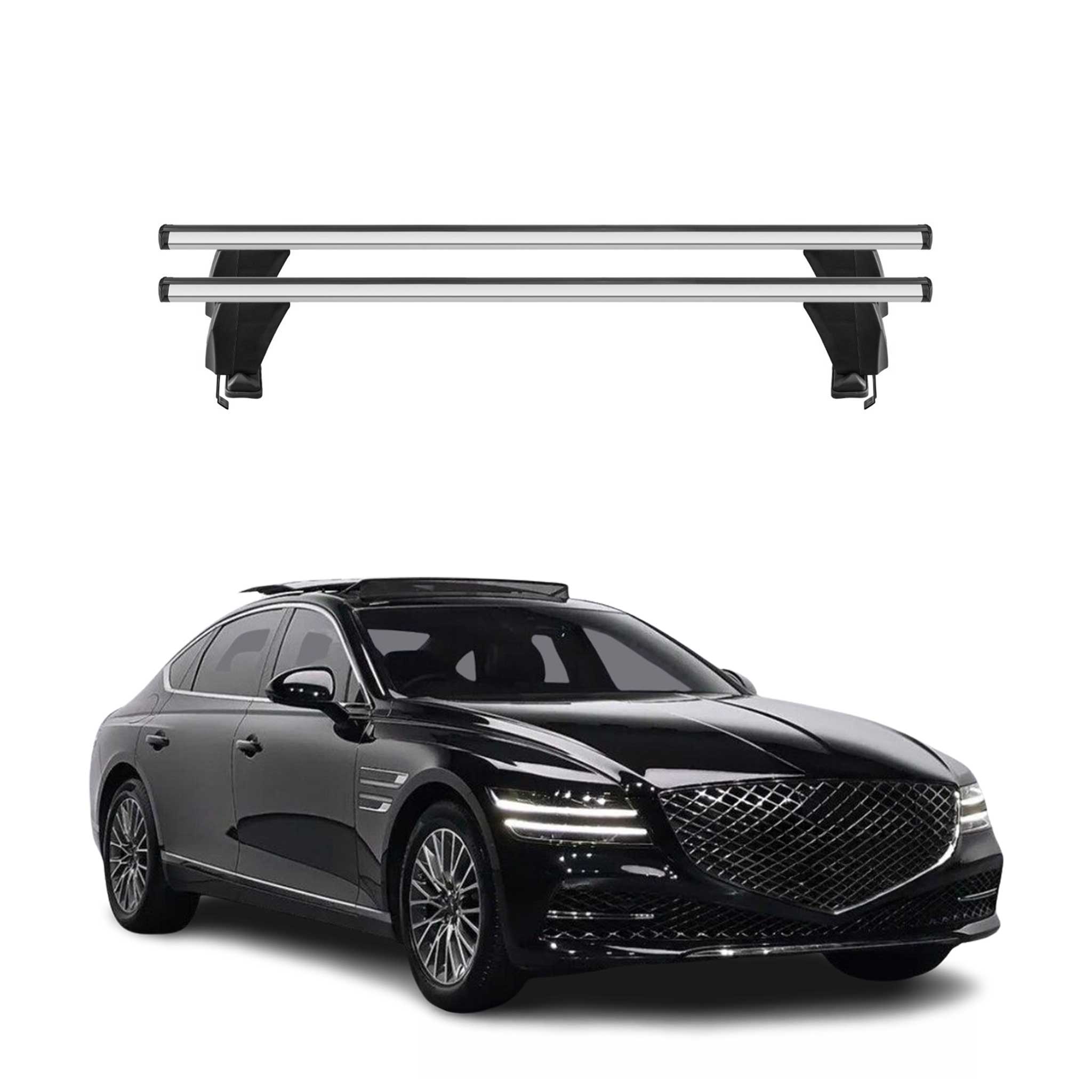 Menabo Dachträger Grundträger für Genesis G80 2017-2020 Alu Grau 2tlg
