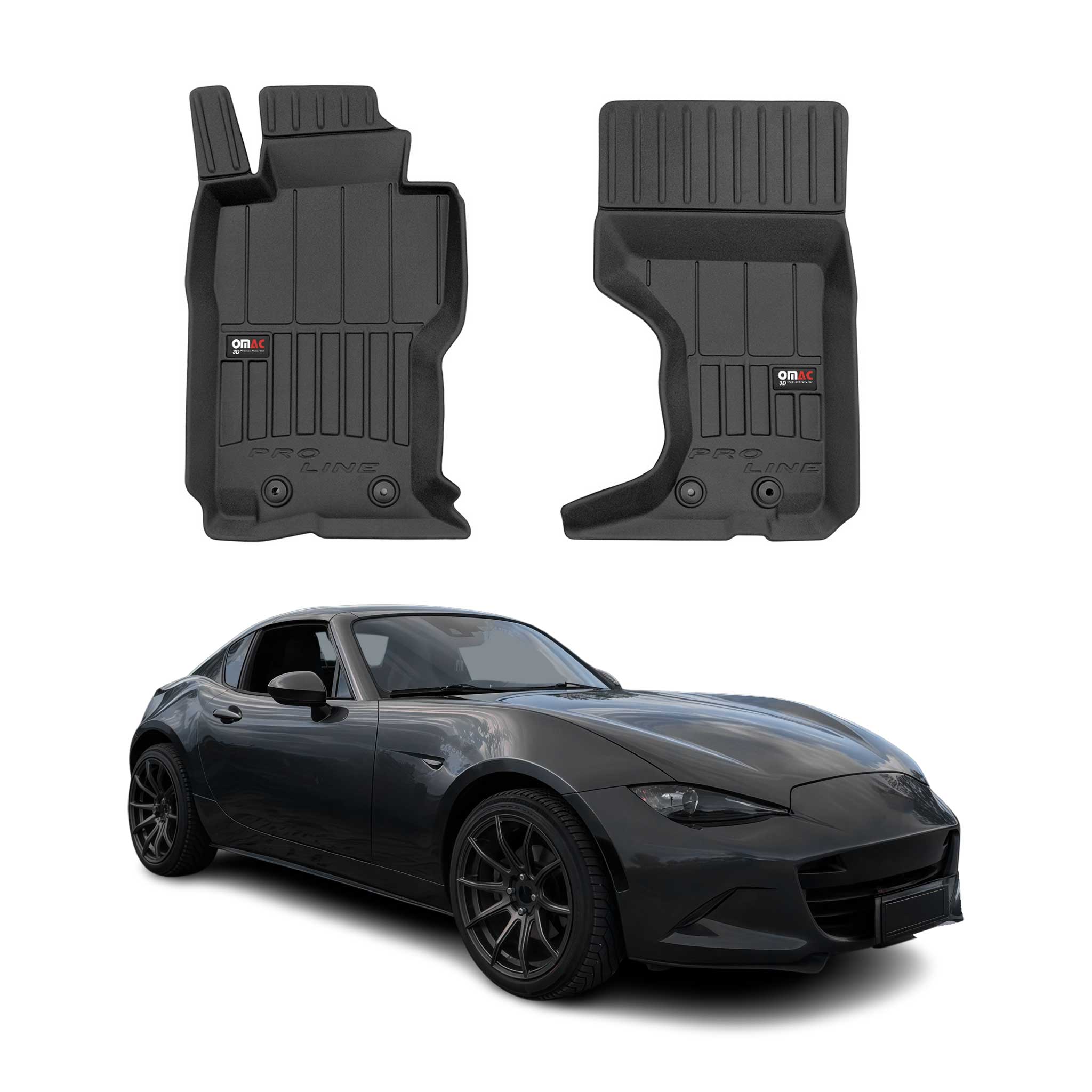 OMAC Gummi Fußmatten für Mazda MX-5 2015-2026 Premium TPE Automatten Schwarz 2x
