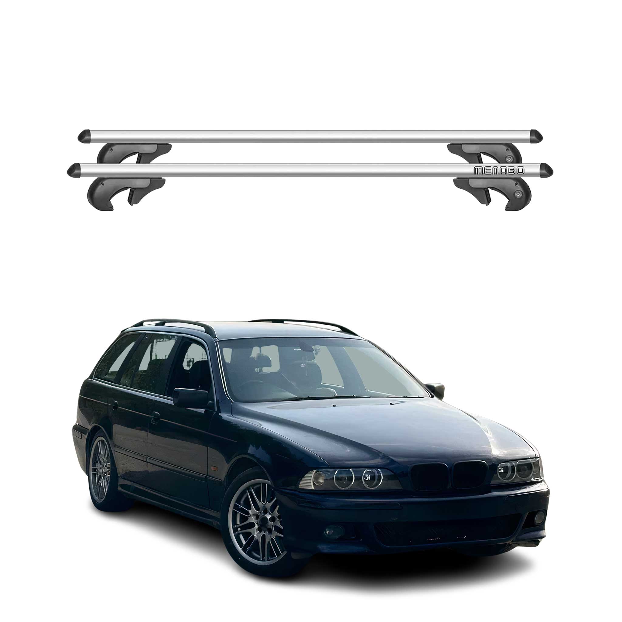 Menabo Dachträger Grundtäger für BMW 5er E39 Touring 1997-2004 Alu Silber 2x