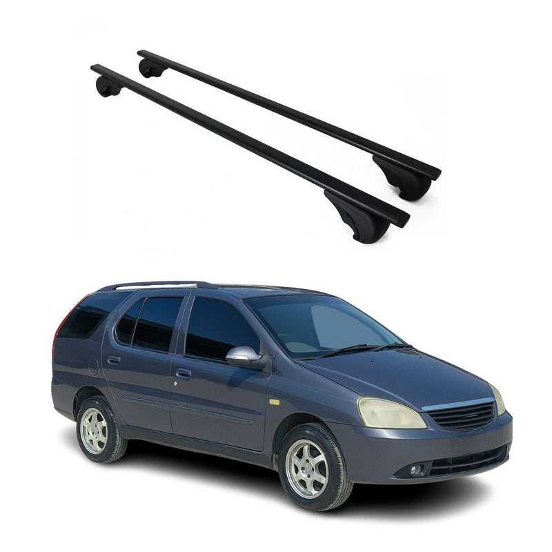 Dachträger Grundtäger für Tata Indigo Marina 2007-2010 75kg Metall Schwarz 2 tlg