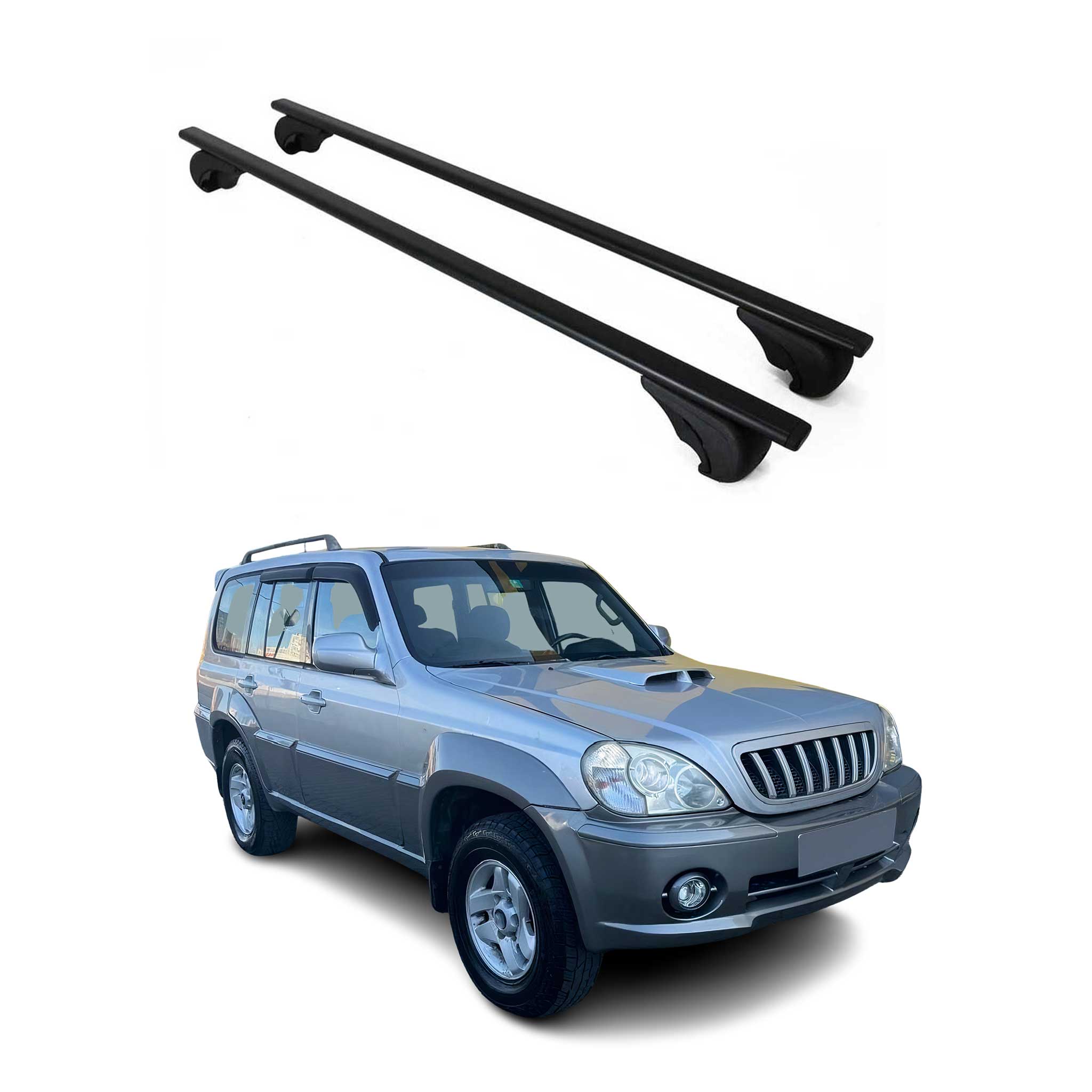 Dachträger Grundtäger für Hyundai Terracan 2001-2007 75kg Metall Schwarz 2 tlg