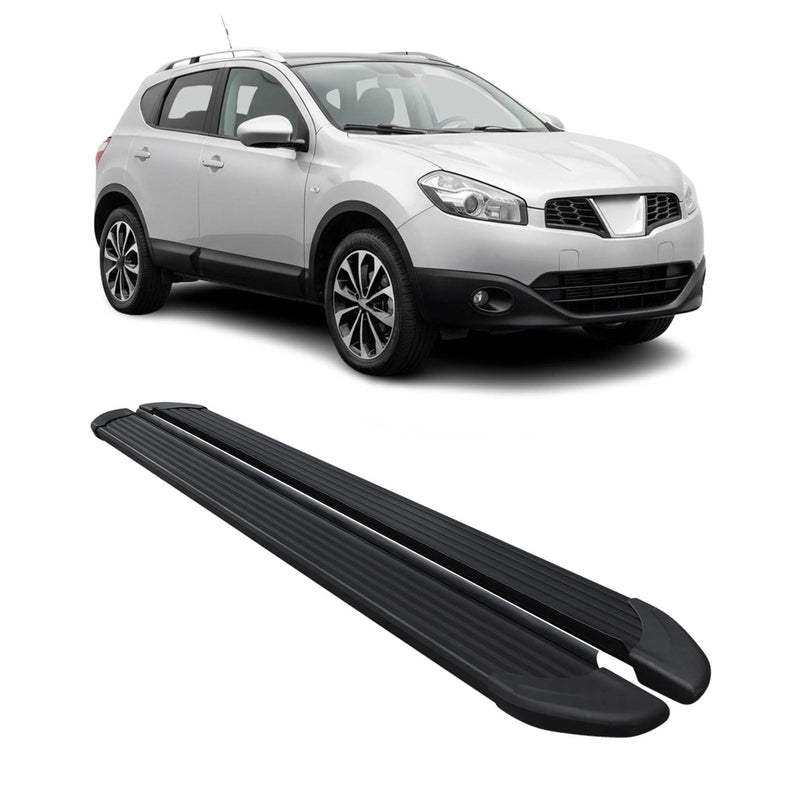 Seitenschweller Trittbretter für Nissan Qashqai +2 NJ10 2008-14 Alu Schwarz