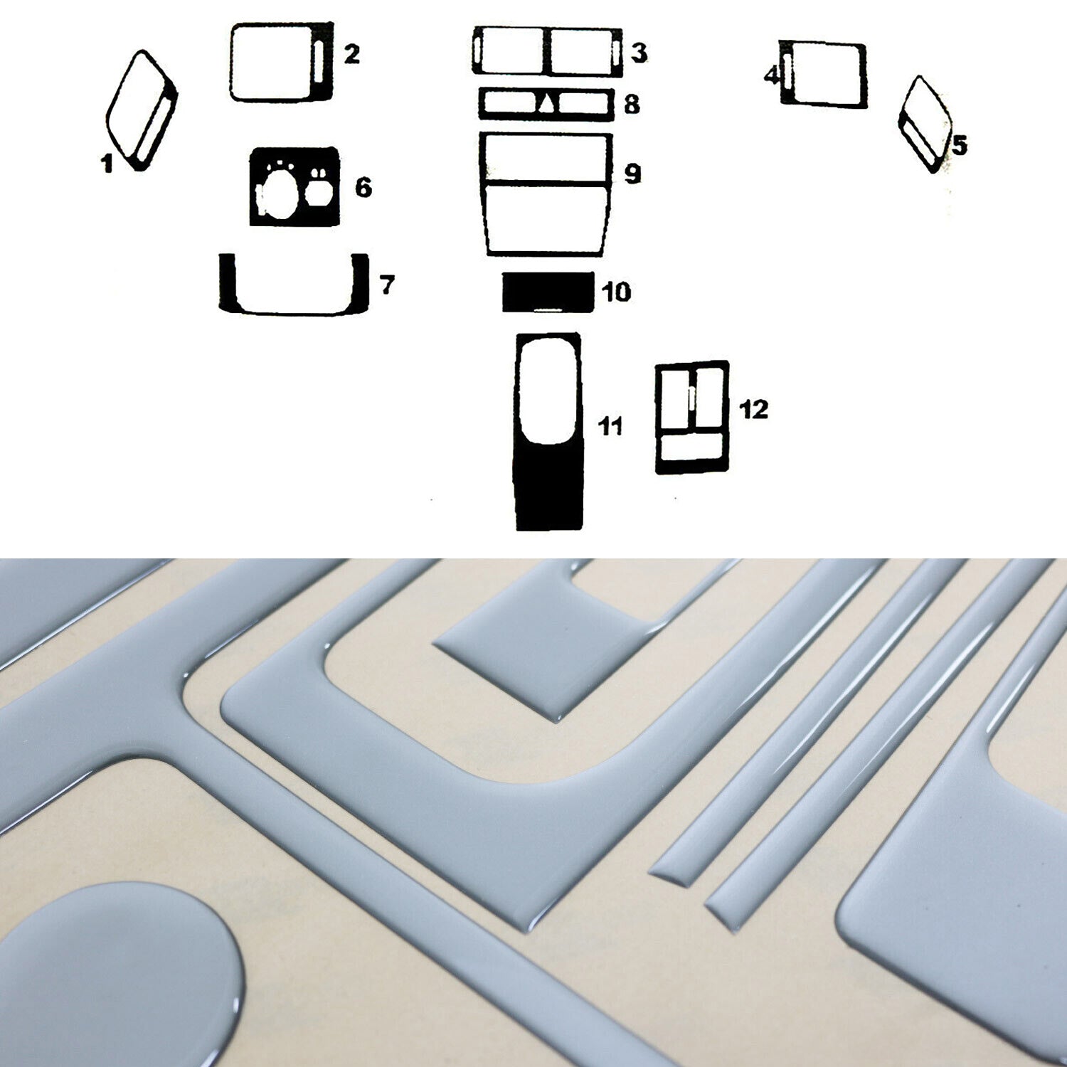 Innenraum Dekor Cockpit für Audi A6 C5 4B 1997-2001 Aluminium Optik 12tlg