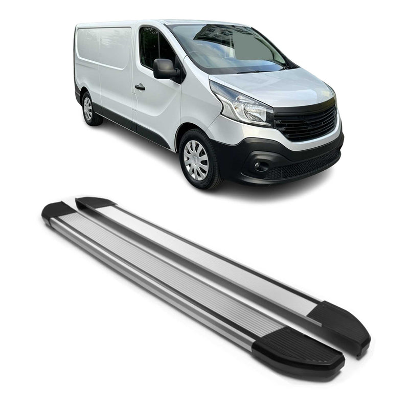 Alu Seitenschweller Trittbretter für Renault Trafic 2014-21 L2 Langer Silber 2x